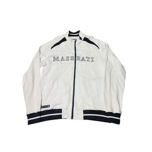 Maserati Track Jacket White Zip Up Full Zip Men's 3XL Made In Bulgaria